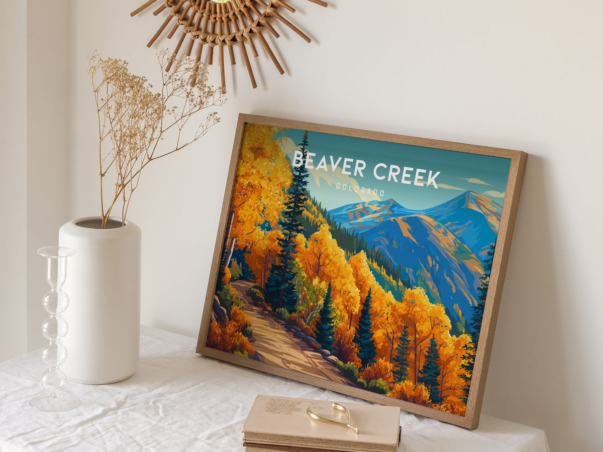 Beaver Creek, Colorado Landscape Poster | Snowy Slopes & Lodge Vacation Wall Art — 16x20 in