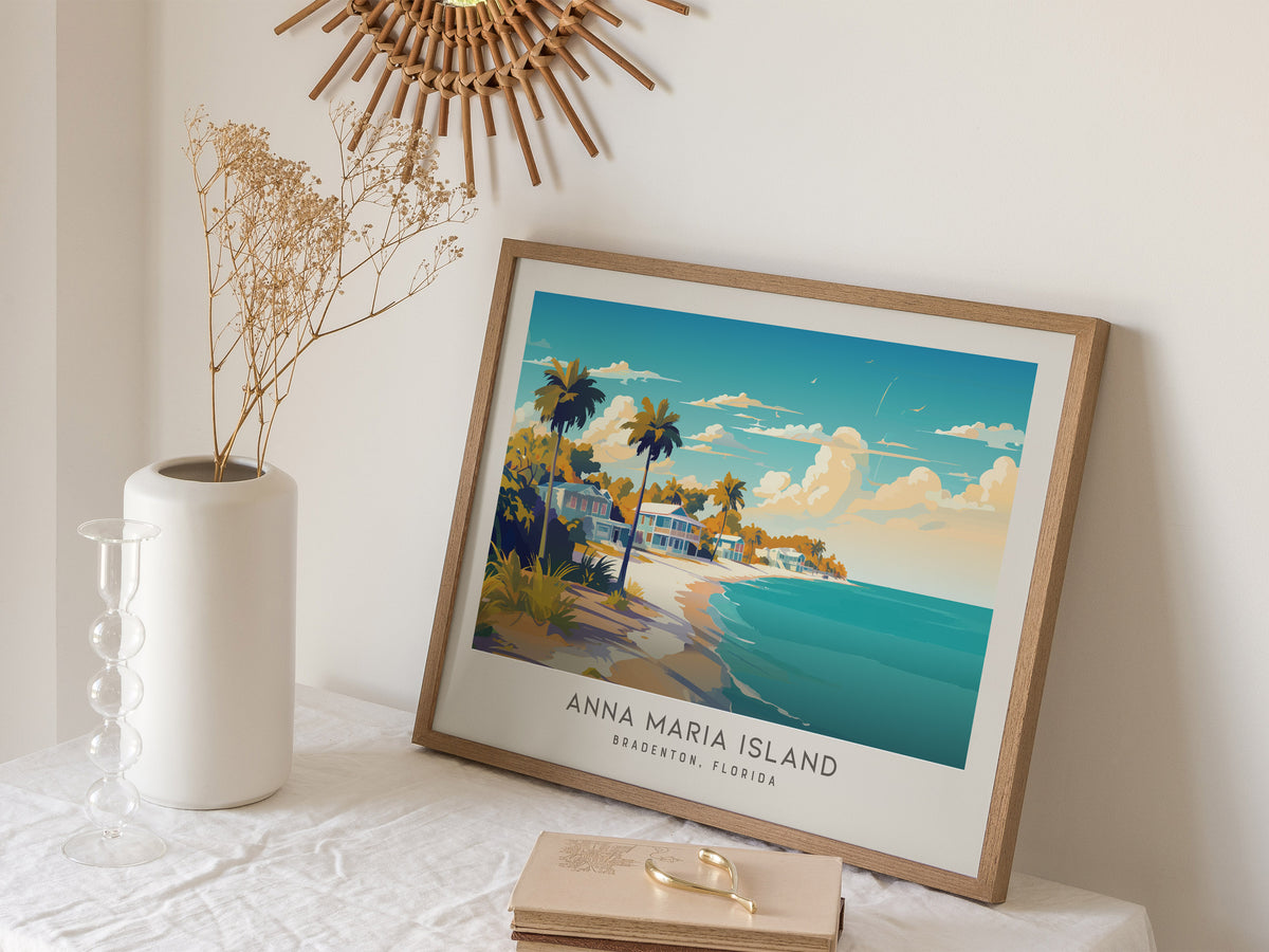 Anna Maria Island Landscape Matte Border Poster | Bradenton, Florida Coastal Beach Decor — 16x20 in