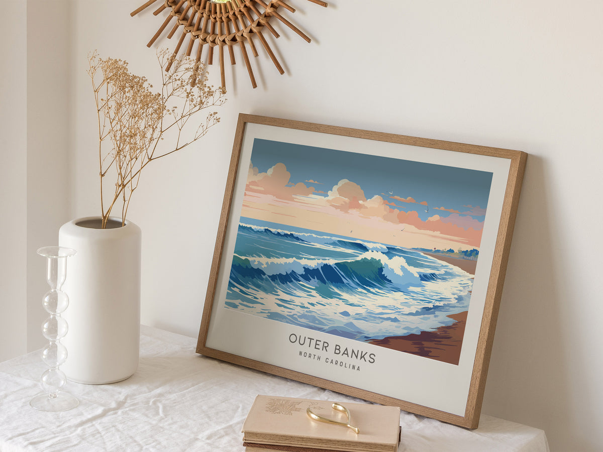 Outer Banks Landscape Matte Border Poster | North Carolina Travel Wall Art — 16x20 in