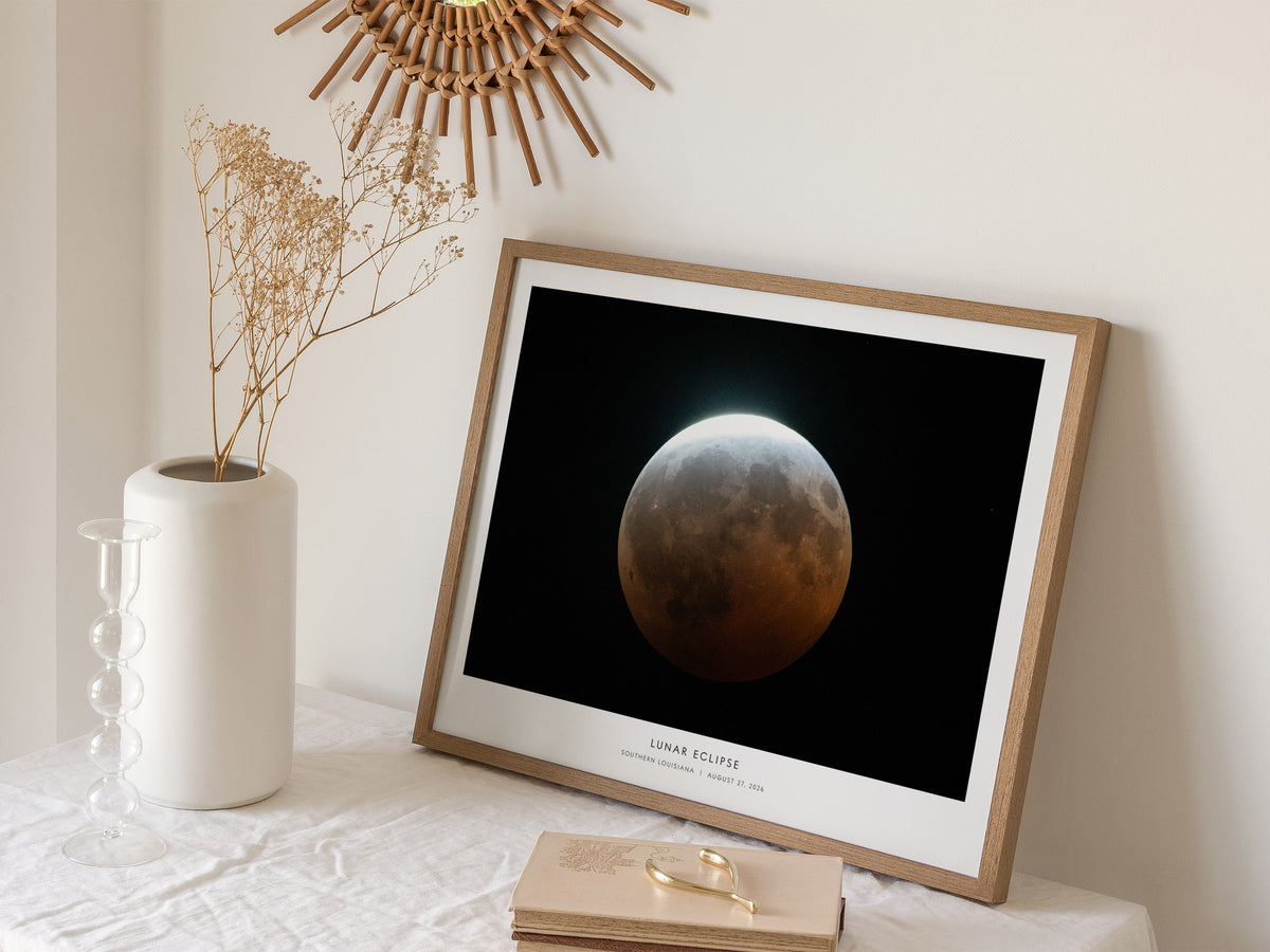 Lunar Eclipse Landscape Poster | NASA Astronomy Print Southern Louisiana Wall Art — 16x20 in