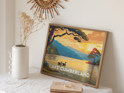 Lake Cumberland, Kentucky Landscape Poster | Framed or Unframed Lake House Decor Wall Art — 16x20 in
