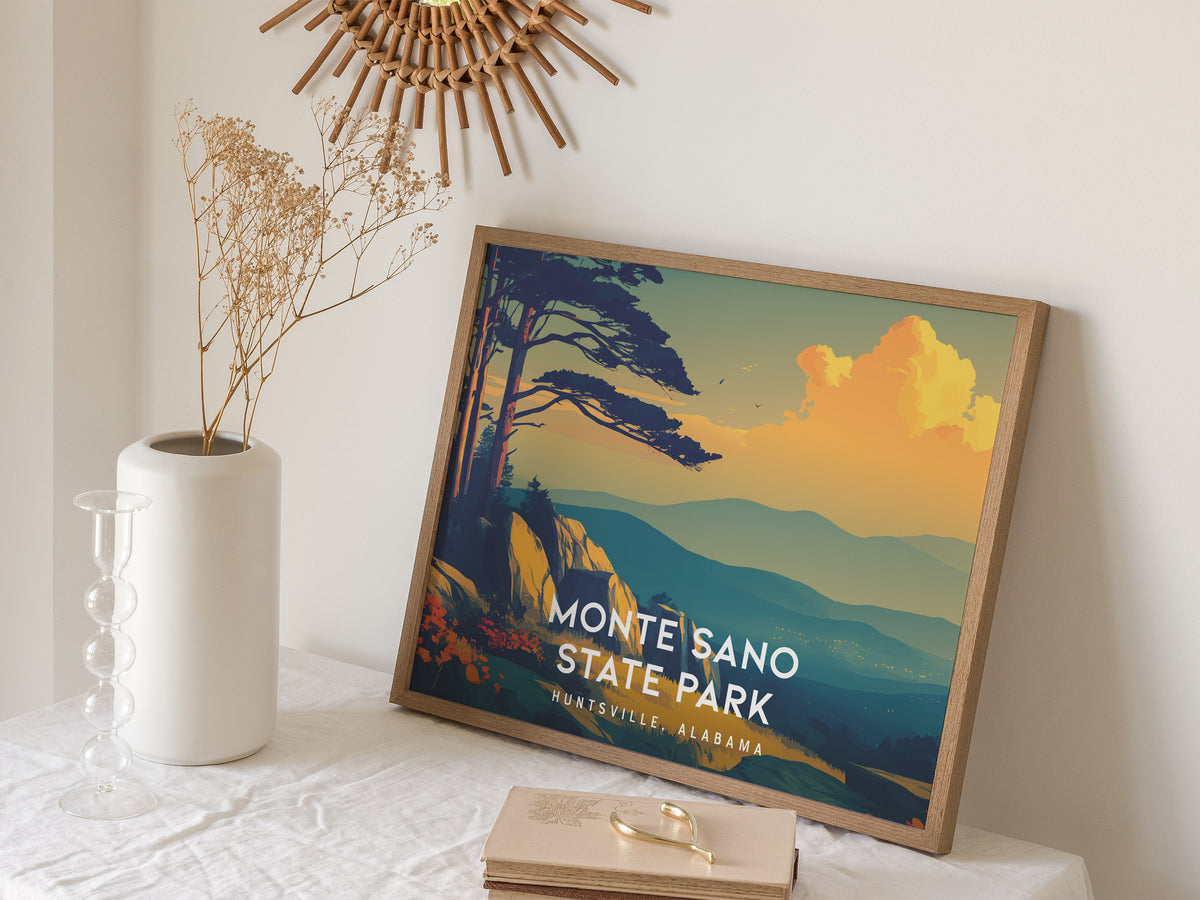 Monte Sano State Park Landscape Poster | Huntsville, Alabama Framed or Unframed Travel Gift Wall Art — 16x20 in