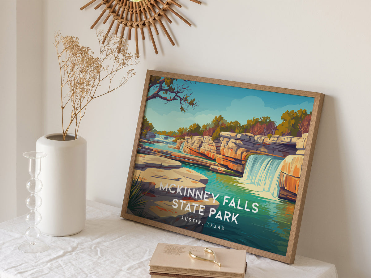 McKinney Falls State Park Landscape Poster | Austin, Texas Vacation Wall Art — 16x20 in