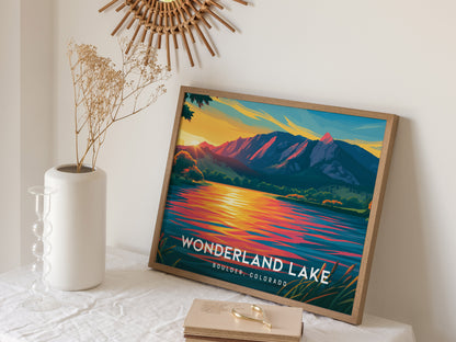 Wonderland Lake Landscape Poster | Boulder, Colorado Travel Wall Art — 16x20 in