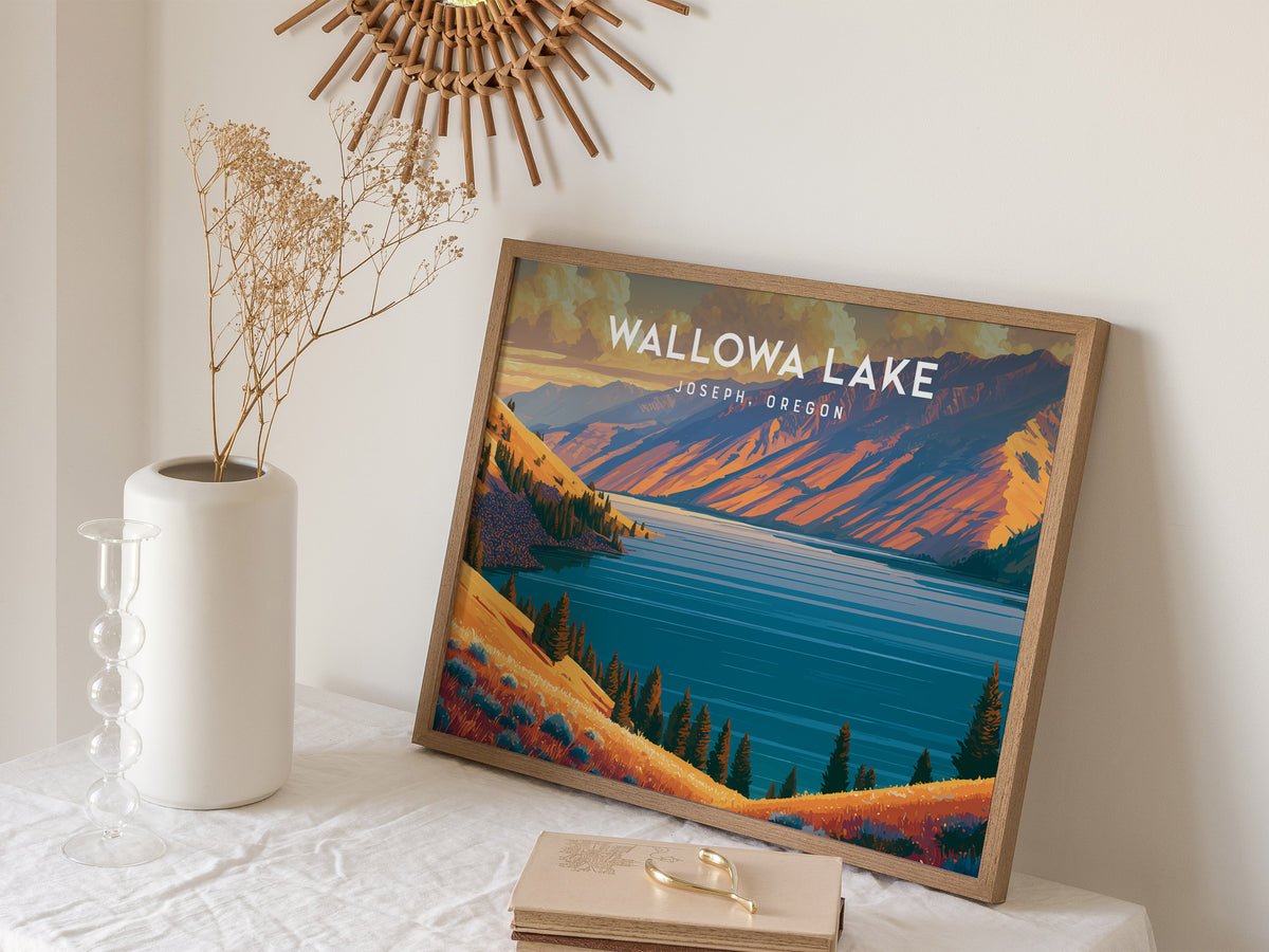 Wallowa Lake Landscape Poster | Joseph, Oregon Vacation Wall Art — 16x20 in