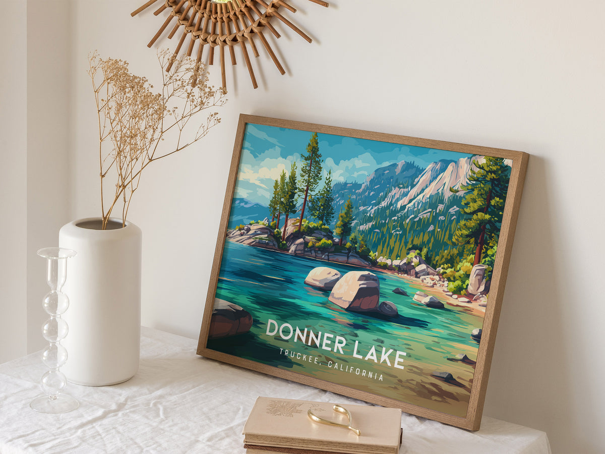 Donner Lake Landscape Poster | Truckee, California Vacation Wall Art — 16x20 in