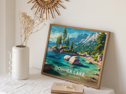 Donner Lake Landscape Poster | Truckee, California Vacation Wall Art — 16x20 in