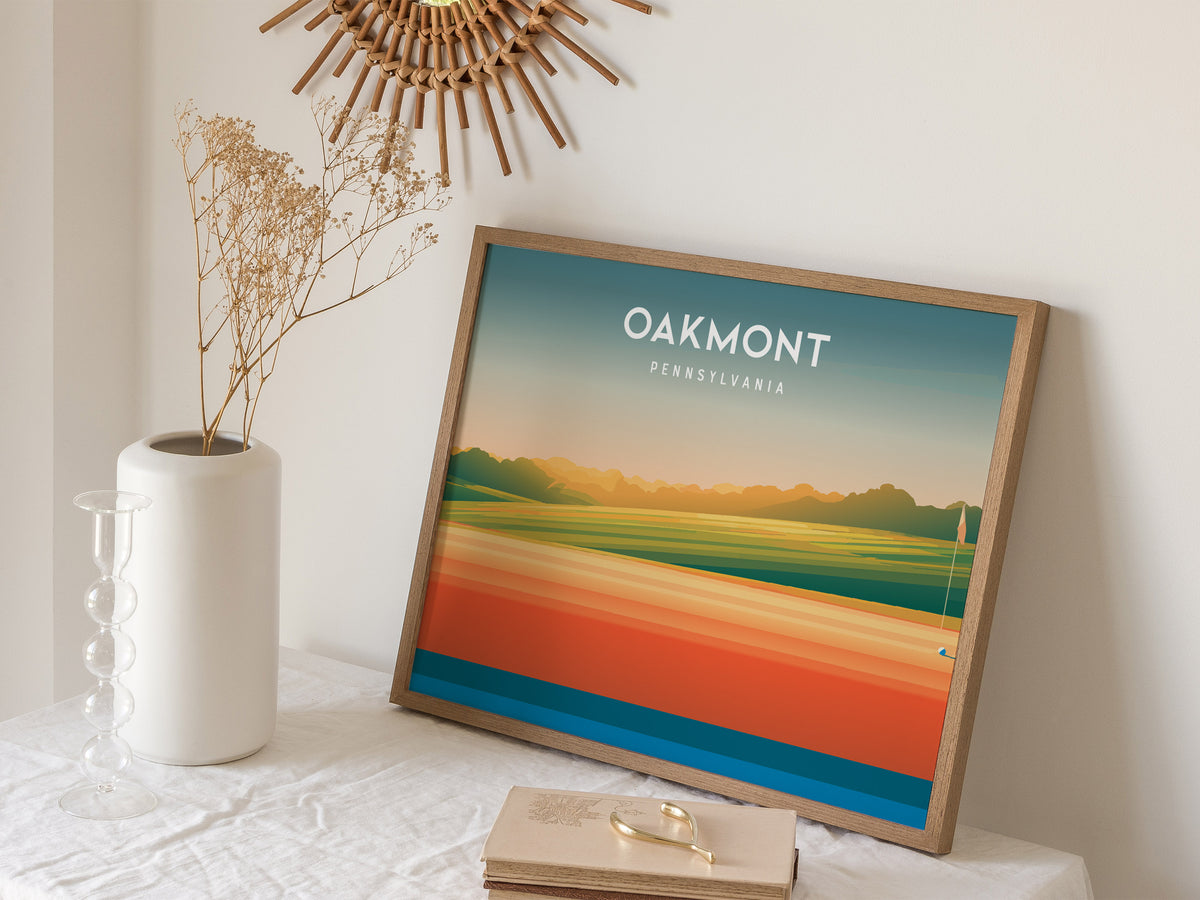 Oakmont, Pennsylvania Landscape Poster | Golf Wall Art & Framed or Unframed Links Decor — 16x20 in