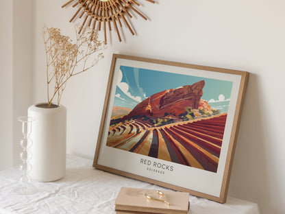 Red Rocks Landscape Matte Border Poster | Colorado Travel Wall Art — 16x20 in