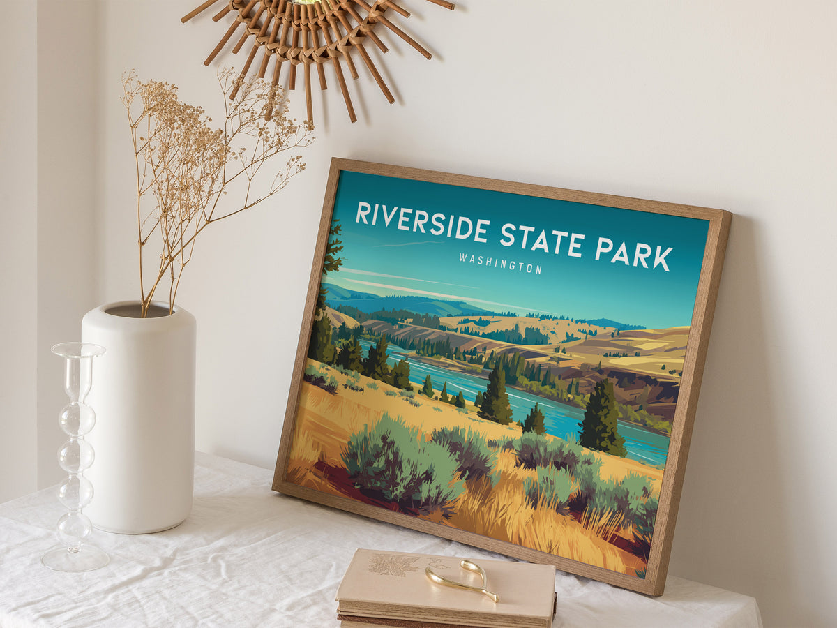 Riverside State Park, Washington Landscape Poster | Pacific Northwest Vacation Wall Art — 16x20 in