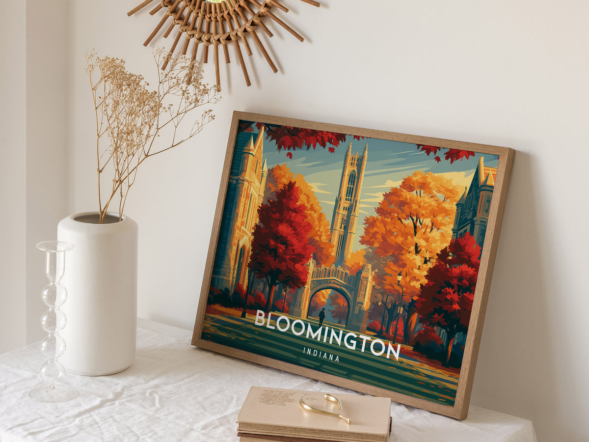 Bloomington, Indiana Landscape Poster | Framed or Unframed Vacation Wall Art — 16x20 in