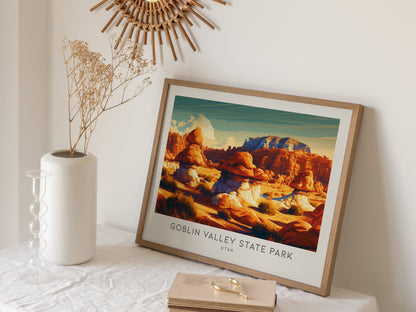 Goblin Valley State Park Landscape Matte Border Poster | Utah Travel Gift Wall Art — 16x20 in