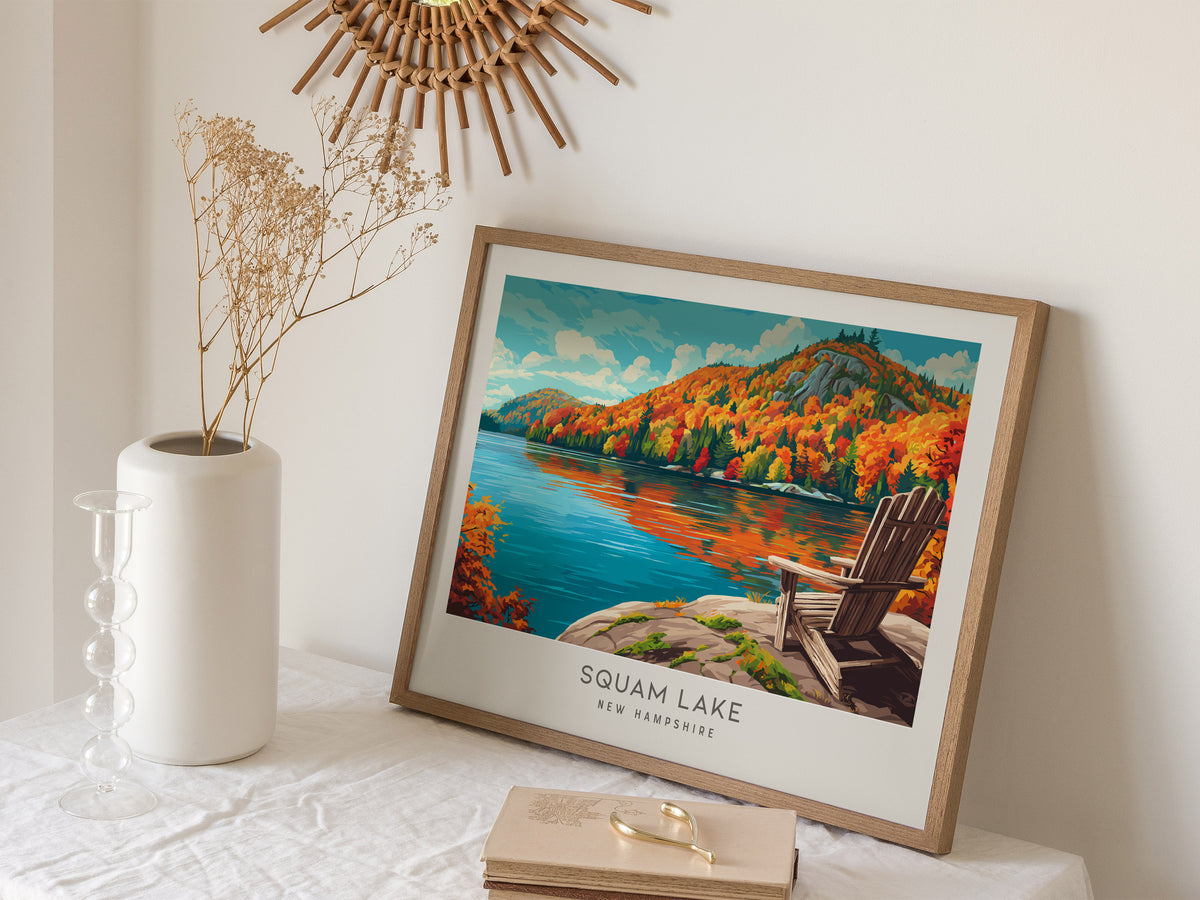 Squam Lake Landscape Matte Border Poster | New Hampshire Destination Print — 16x20 in