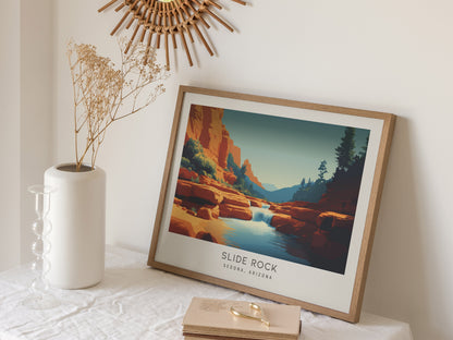 Slide Rock Landscape Matte Border Poster | Sedona, Arizona Vacation Wall Art — 16x20 in