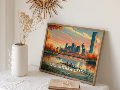 Oklahoma City, Oklahoma Landscape Poster | Vibrant Downtown Skyline Vacation Wall Art — 16x20 in