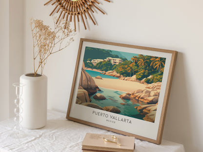 Puerto Vallarta Landscape Matte Border Poster | Travel Wall Art — 16x20 in
