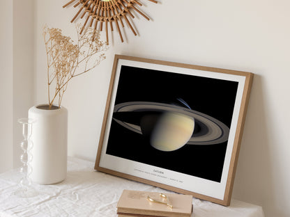 Saturn Landscape Poster | Captured by Nasa's Cassini Spacecraft | NASA Cassini Spacecraft Astronomy Print Space Photography W