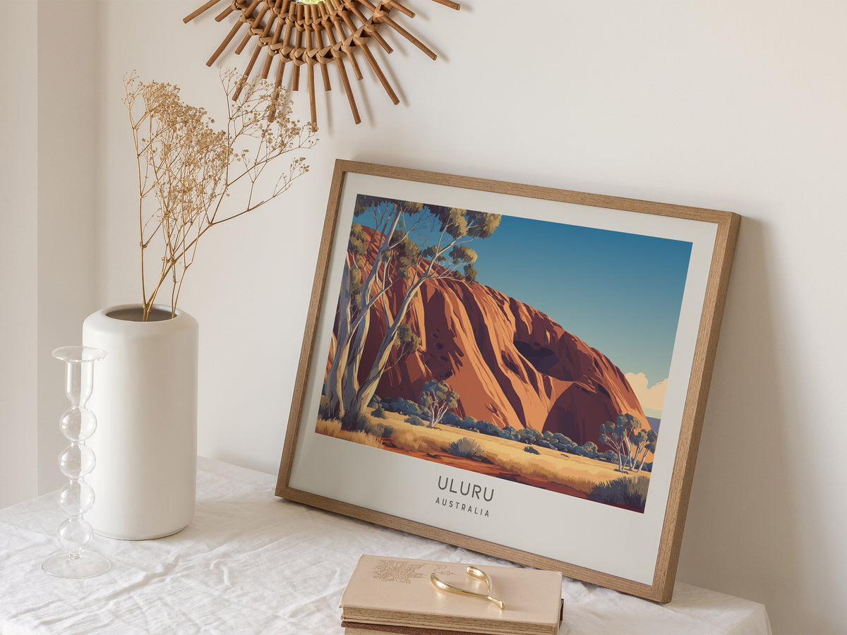 Uluru Landscape Matte Border Poster | Australia Vacation Wall Art — 16x20 in