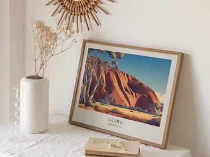 Uluru Landscape Matte Border Poster | Australia Vacation Wall Art — 16x20 in