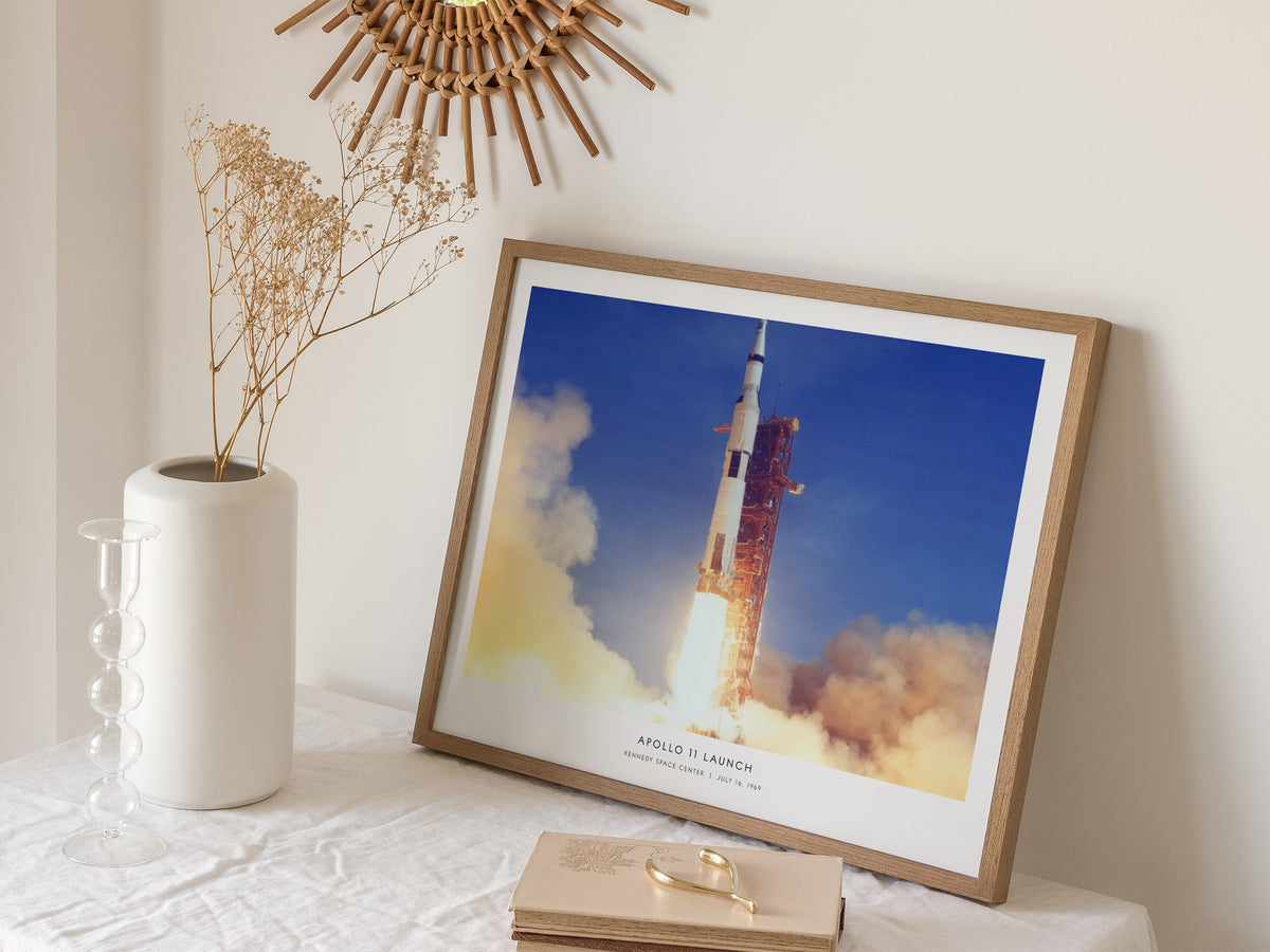 Apollo 11 Launch Landscape Poster | NASA Kennedy Space Center Space Photography Wall Art — 16x20 in