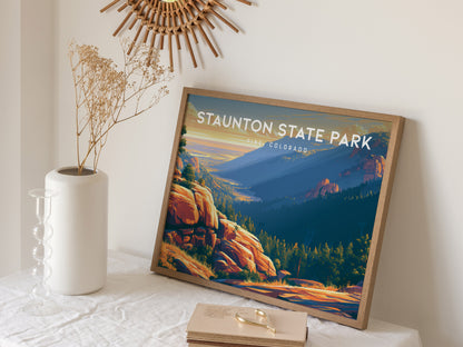 Staunton State Park Landscape Poster | Pine, Colorado Framed or Unframed Vacation Wall Art — 16x20 in