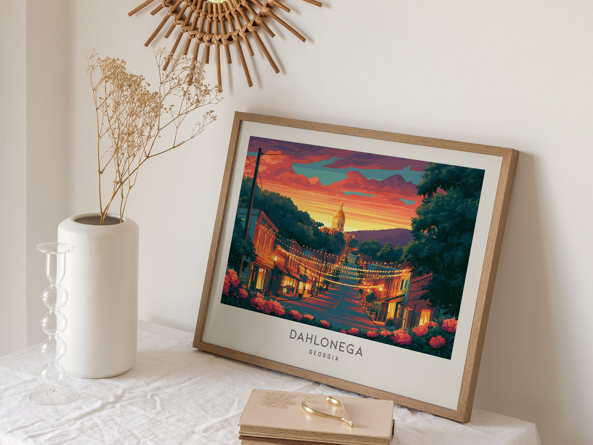 Dahlonega Landscape Matte Border Poster | Georgia Travel Gift Vacation Wall Art — 16x20 in