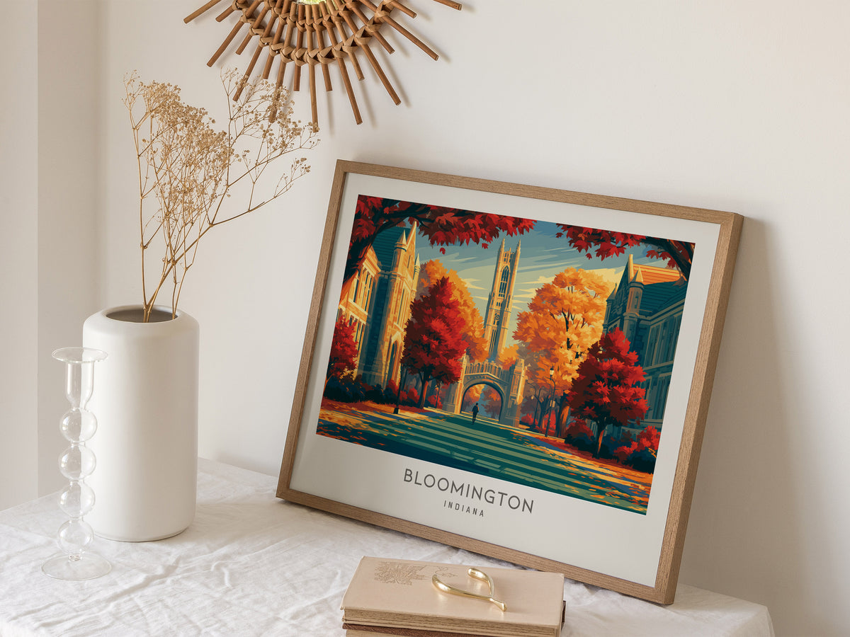 Bloomington Landscape Matte Border Poster | Indiana Travel Wall Art — 16x20 in