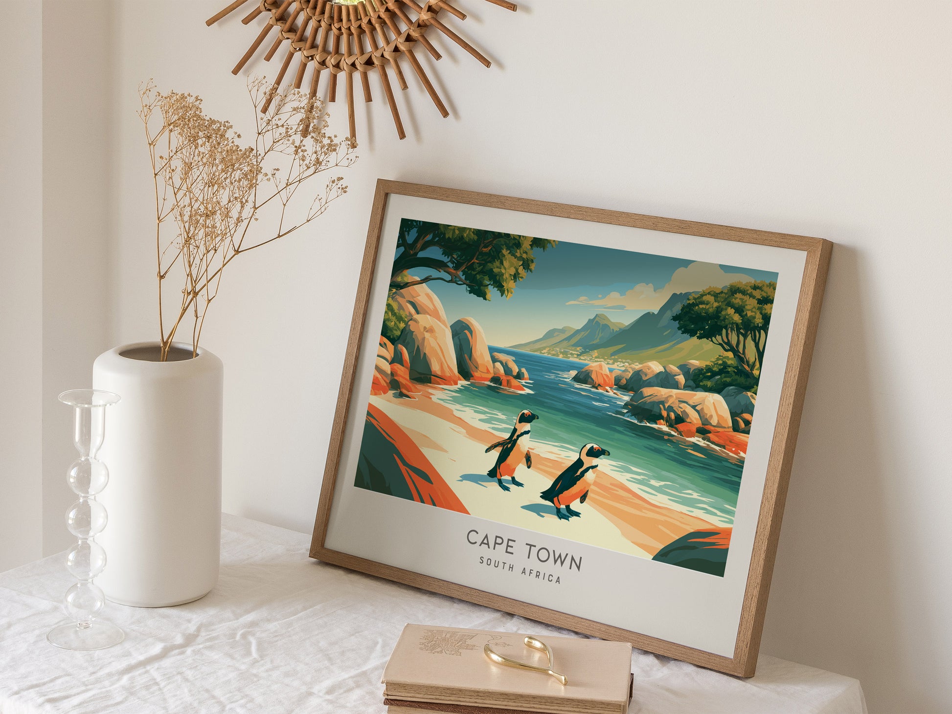 Cape Town Landscape Matte Border Poster | South Africa Vacation Wall Art — 16x20 in