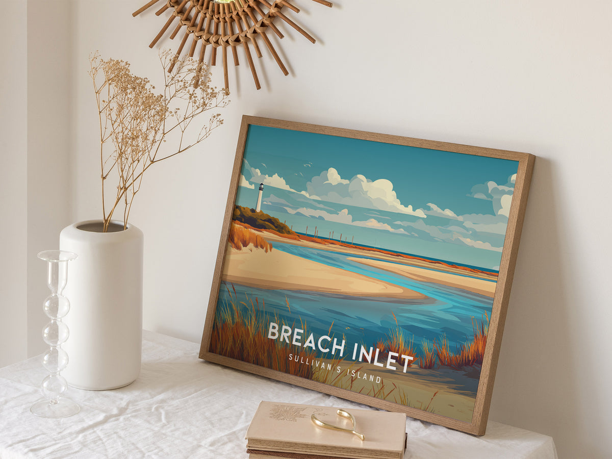 Breach Inlet Landscape Poster | Sullivan's Island Tropical Beach Print Wall Art — 16x20 in