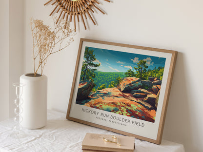 Hickory Run Boulder Field Landscape Matte Border Poster | Poconos, Pennsylvania Vacation Wall Art — 16x20 in