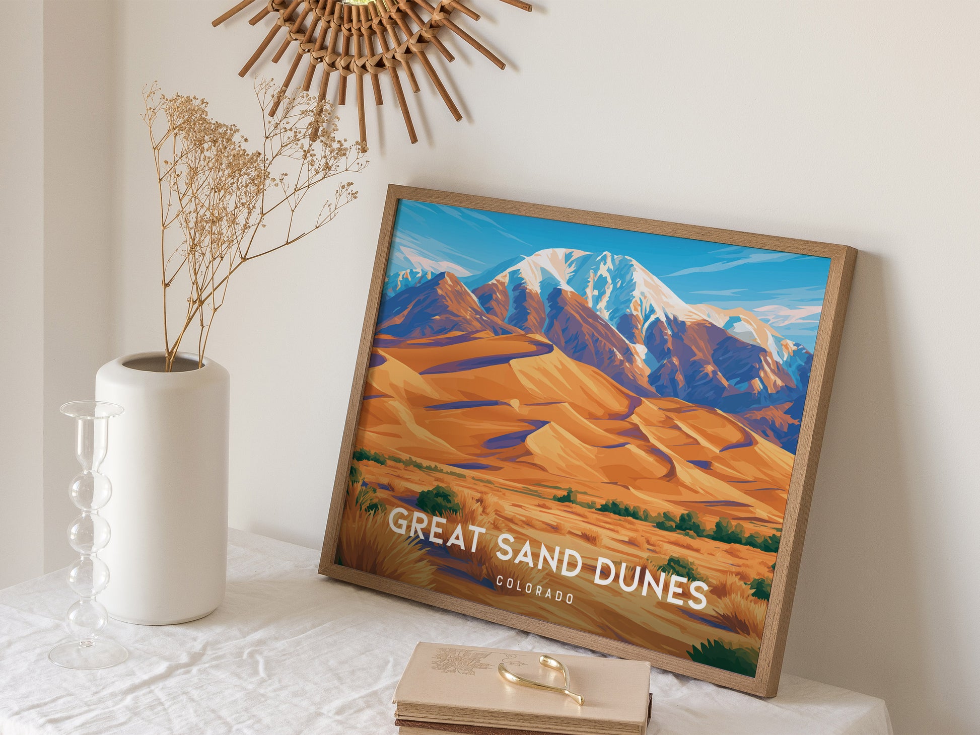 Great Sand Dunes, Colorado Landscape Poster | Sweeping Sands Destination Print Wall Art — 16x20 in