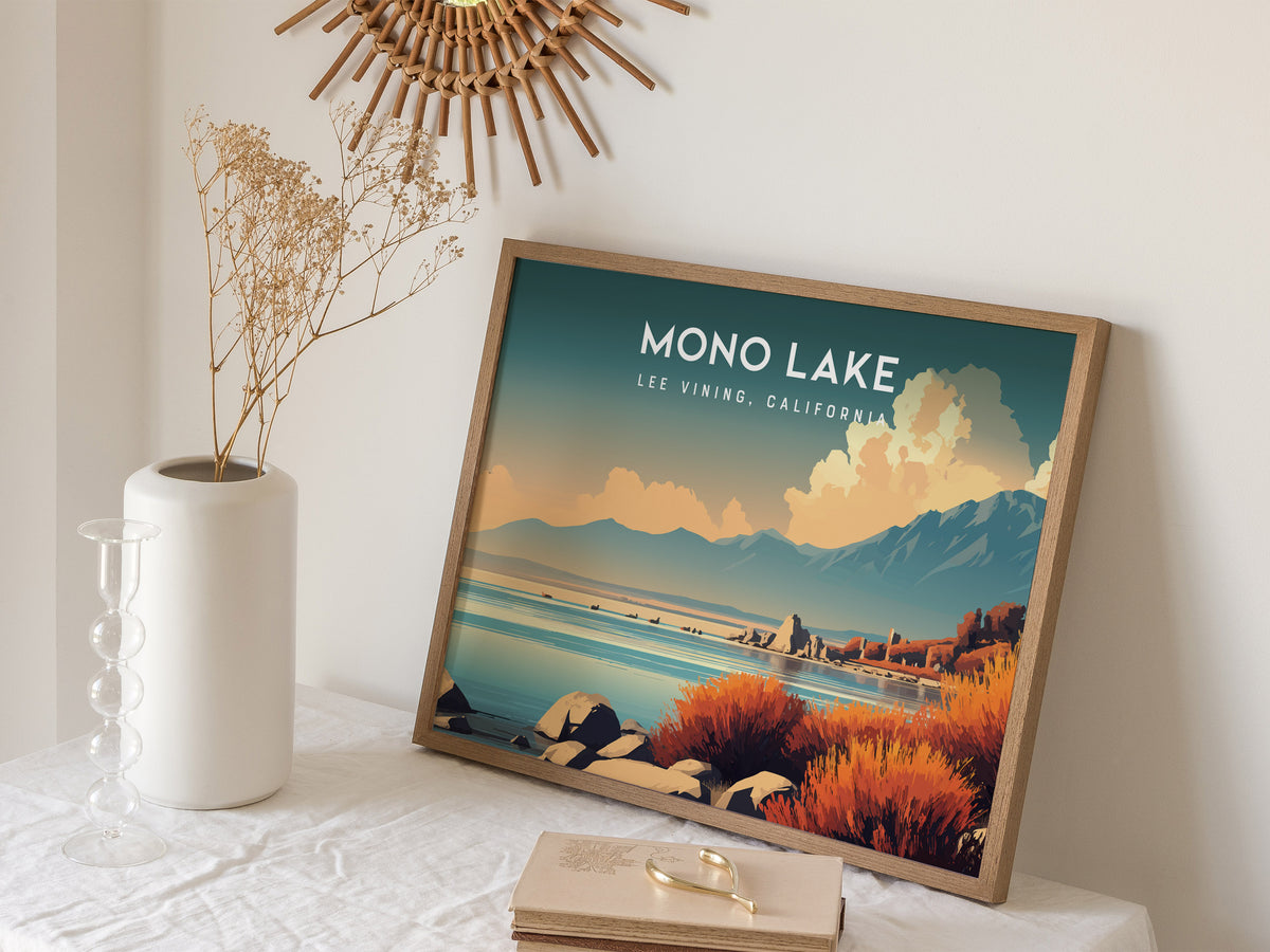 Mono Lake Landscape Poster | Lee Vining, California Vacation Wall Art — 16x20 in