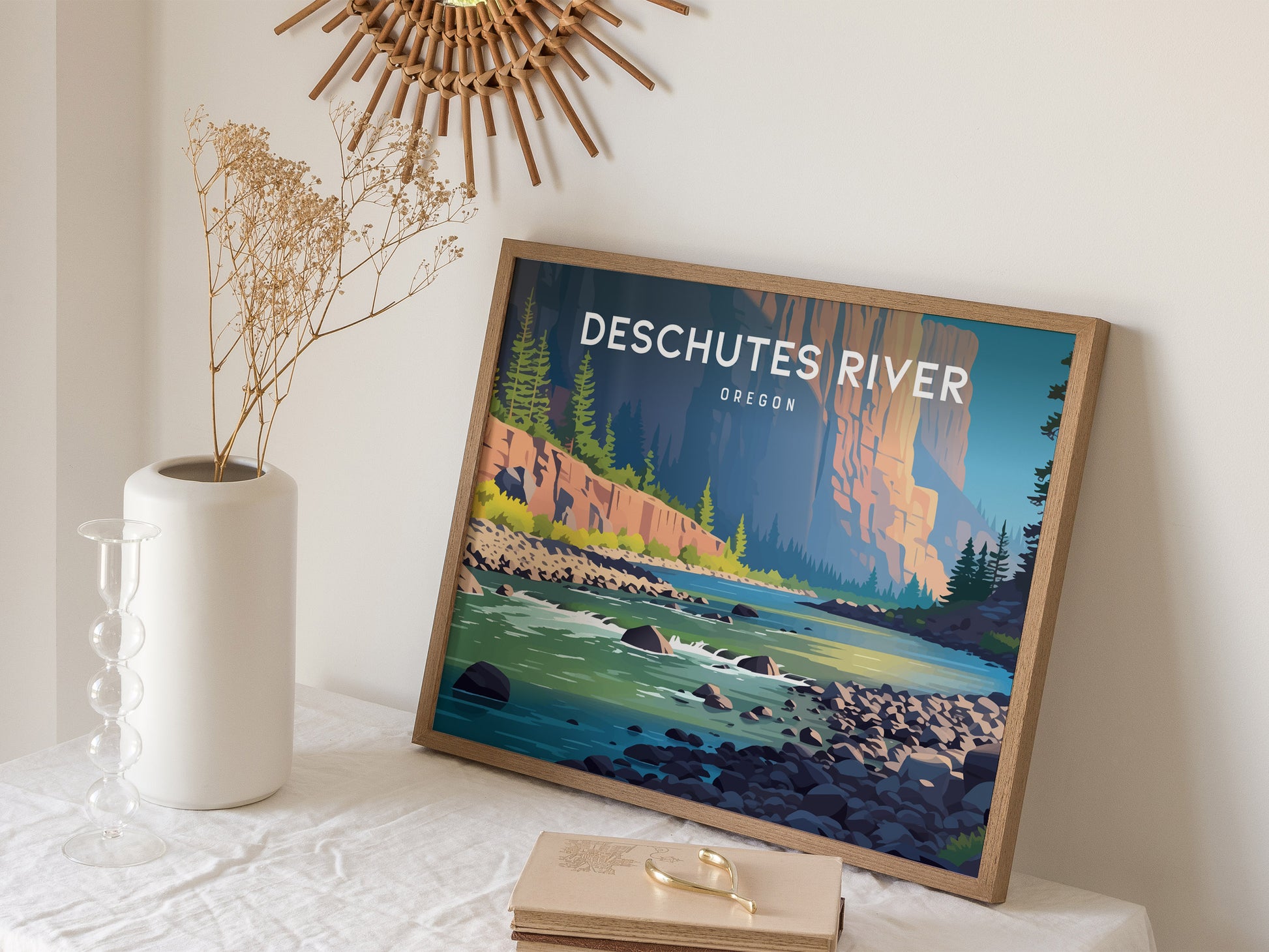 Deschutes River, Oregon Landscape Poster | Destination Print Travel Gift Wall Art — 16x20 in