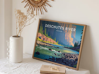Deschutes River, Oregon Landscape Poster | Destination Print Travel Gift Wall Art — 16x20 in
