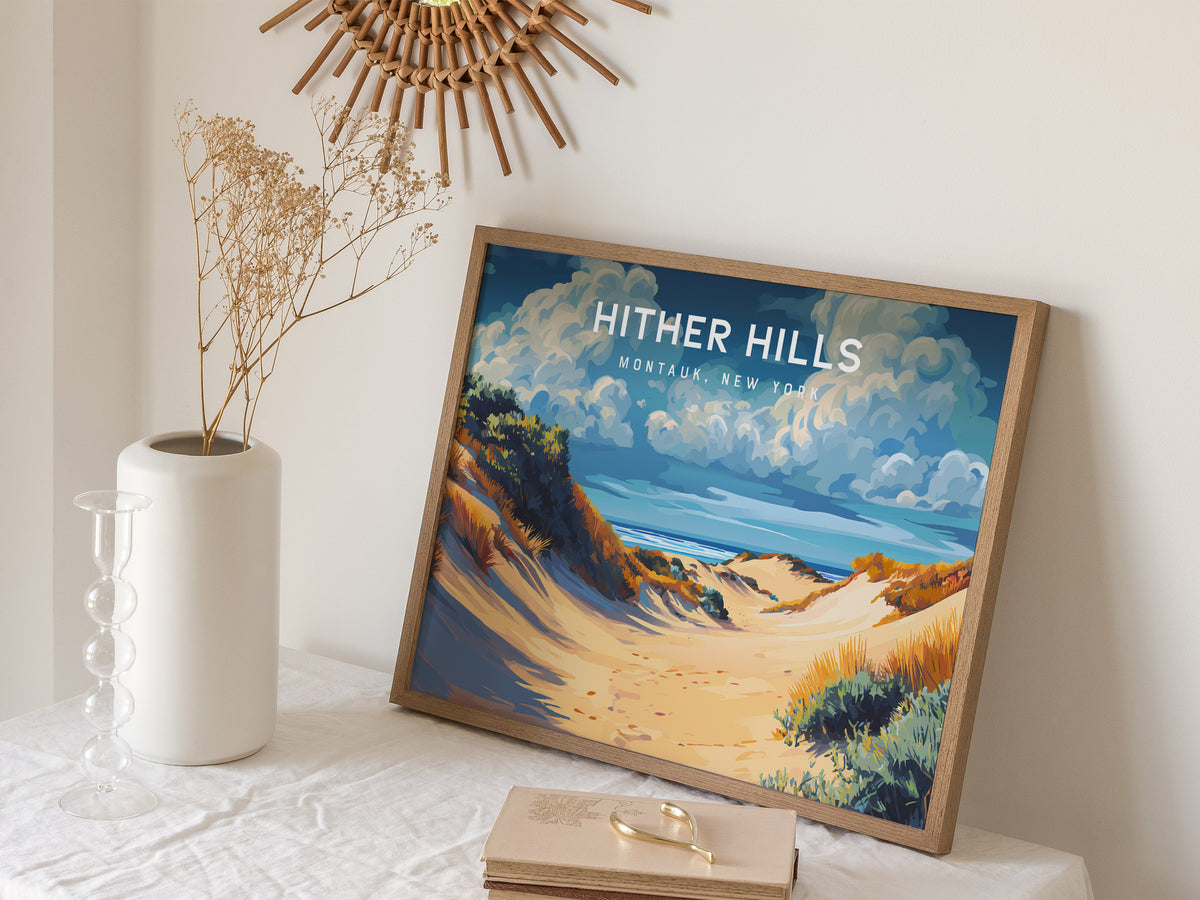 Hither Hills Landscape Poster | Montauk, New York Destination Print Beach House Decor — 16x20 in