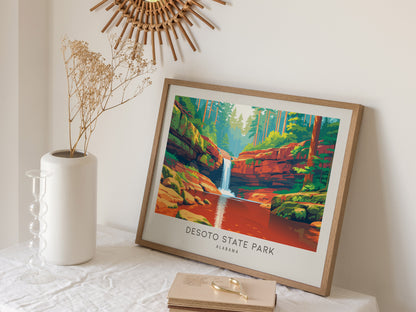 DeSoto State Park Landscape Matte Border Poster | Alabama Travel Gift Framed or Unframed — 16x20 in