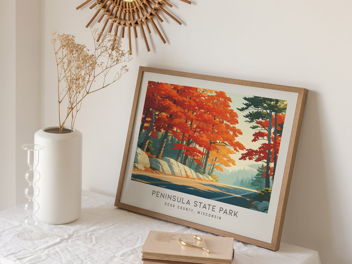 Peninsula State Park Landscape Matte Border Poster | Door County, Wisconsin Vacation Wall Art — 16x20 in