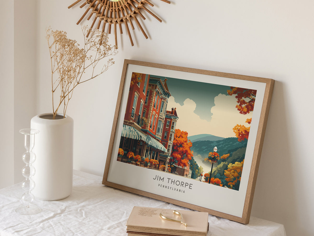 Jim Thorpe Landscape Matte Border Poster | Pennsylvania Travel Wall Art — 16x20 in