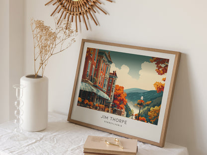 Jim Thorpe Landscape Matte Border Poster | Pennsylvania Travel Wall Art — 16x20 in
