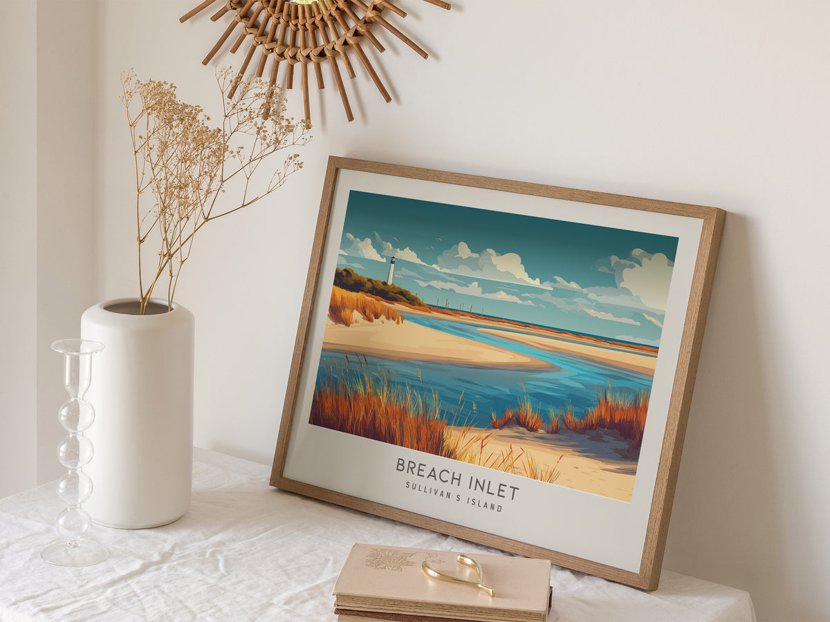 Breach Inlet Landscape Matte Border Poster | Sullivan's Island Beach House Decor Destination Print — 16x20 in