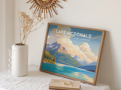 Lake McDonald Landscape Poster | Glacier National Park, Montana Framed or Unframed Wall Art — 16x20 in