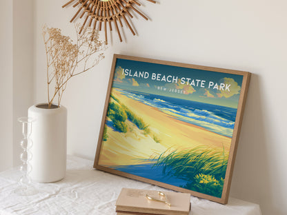 Island Beach State Park, New Jersey Landscape Poster | Coastal Beach Decor Wall Art — 16x20 in