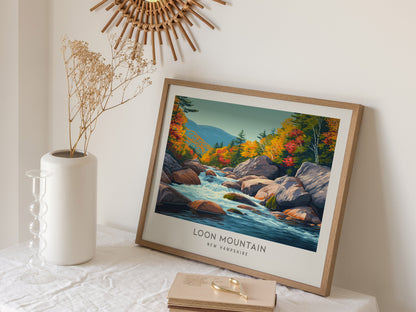 Loon Mountain Landscape Matte Border Poster | New Hampshire Vacation Wall Art — 16x20 in