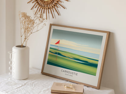 Carnoustie Landscape Matte Border Poster | Scotland Golf Course Print Travel Wall Art — 16x20 in