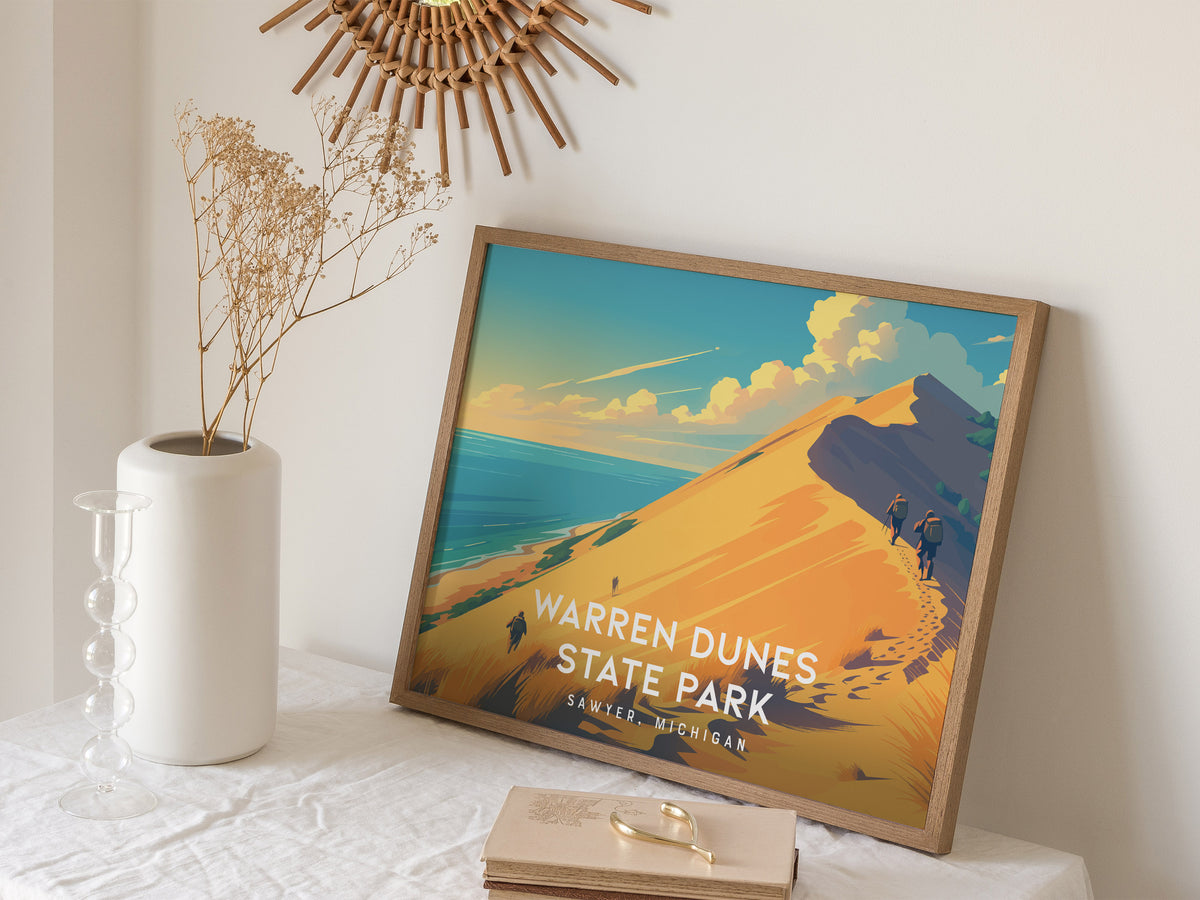 Warren Dunes State Park Landscape Poster | Sawyer, Michigan Travel Wall Art — 16x20 in