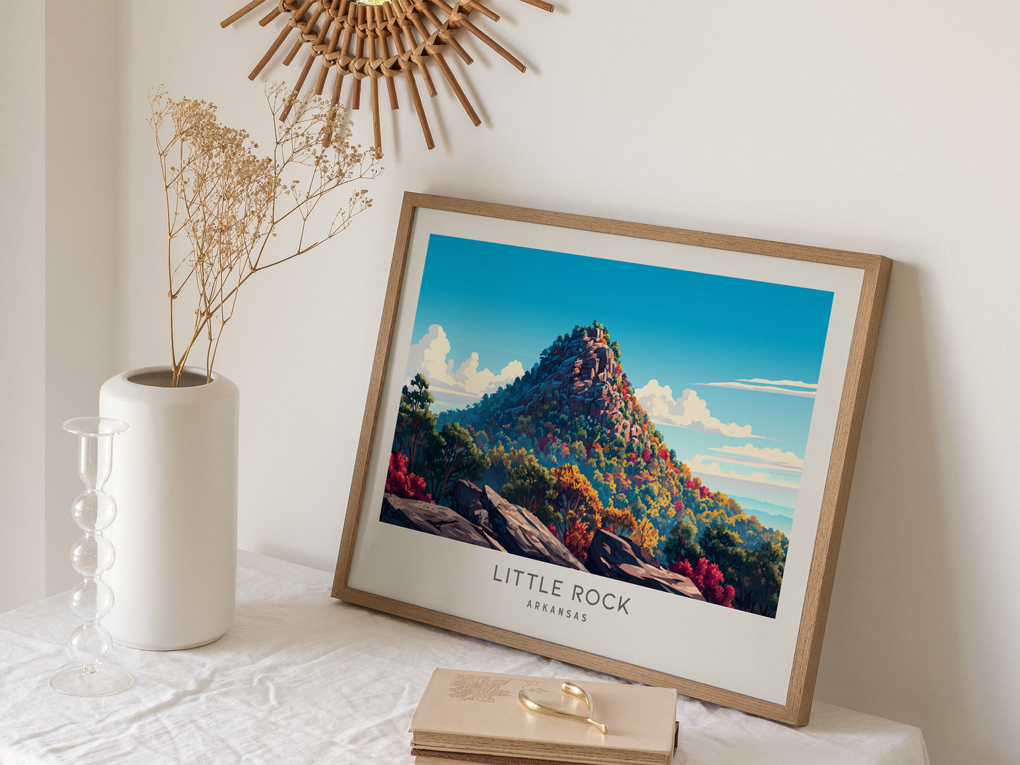 Little Rock Landscape Matte Border Poster | Arkansas Travel Wall Art — 16x20 in