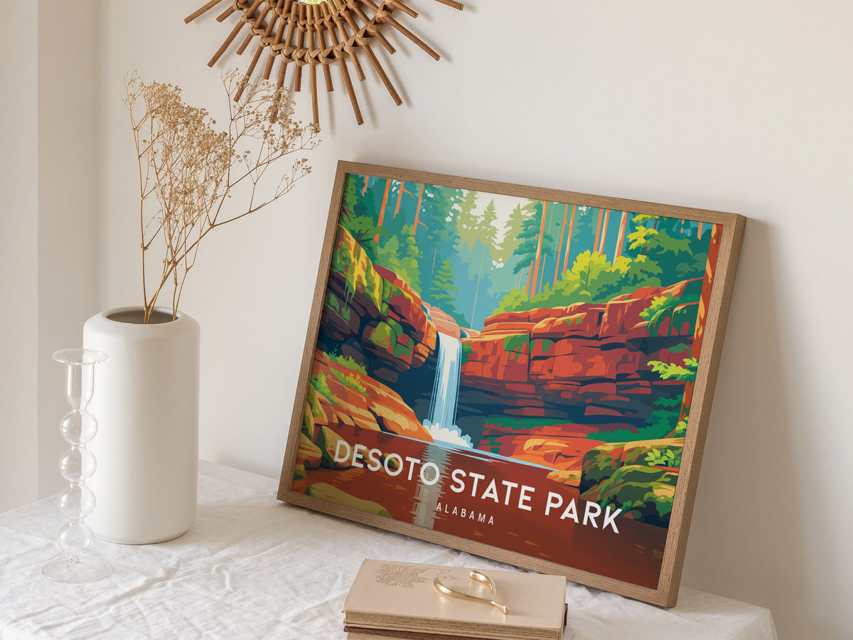 DeSoto State Park Landscape Poster | Alabama Vacation Wall Art — 16x20 in