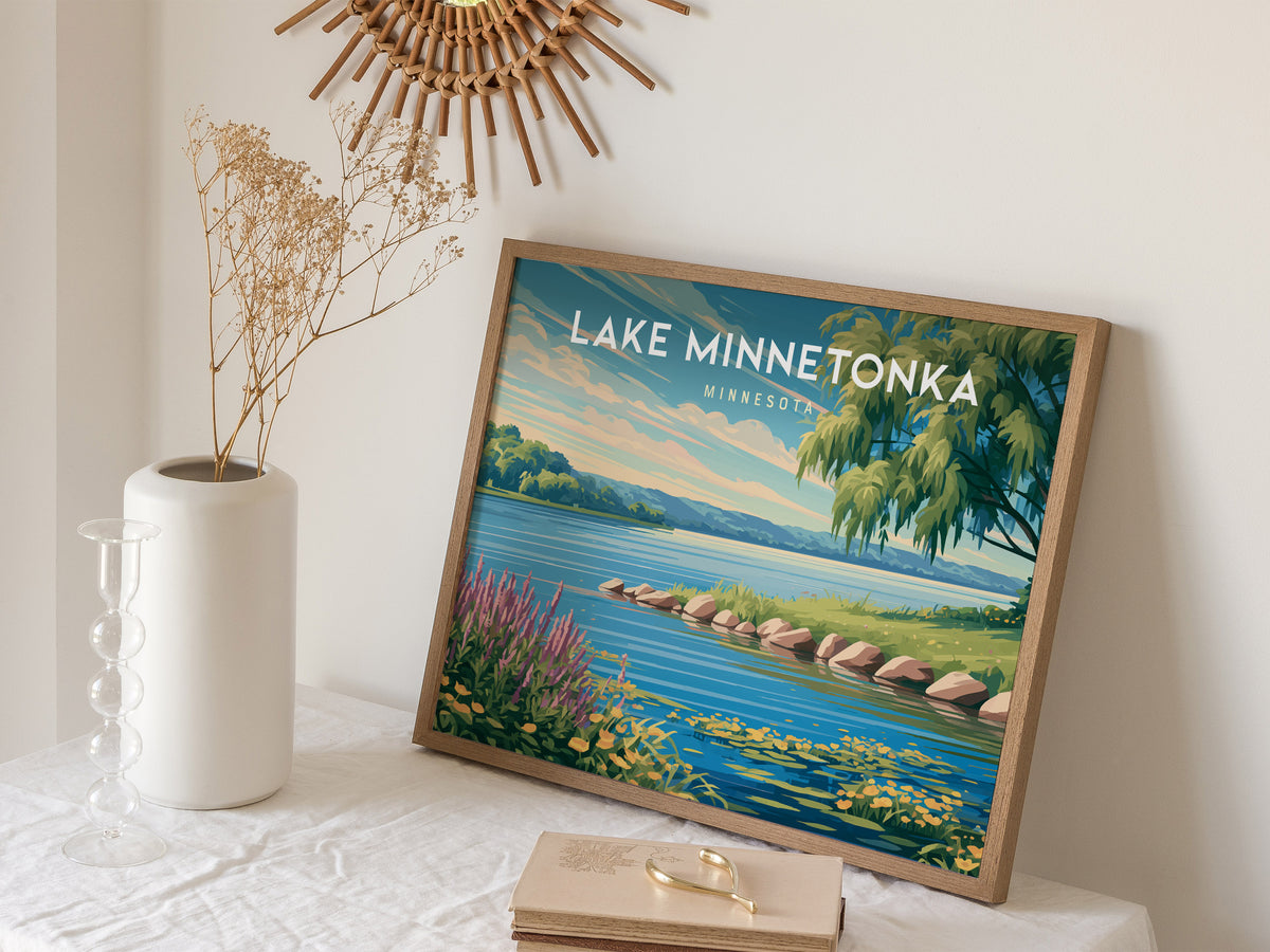 Lake Minnetonka, Minnesota Landscape Poster | Travel Gift Destination Print Wall Art — 16x20 in