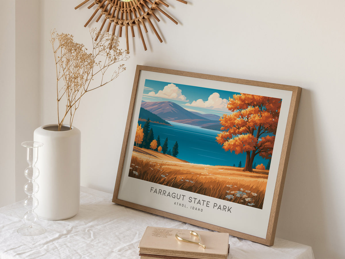 Farragut State Park Landscape Matte Border Poster | Athol, Idaho Vacation Wall Art — 16x20 in