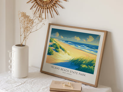 Island Beach State Park Landscape Matte Border Poster | New Jersey Vacation Wall Art — 16x20 in